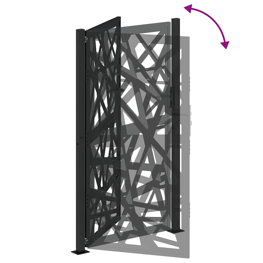 vidaXL Garden Gate Black 105x180 cm Steel Light Design