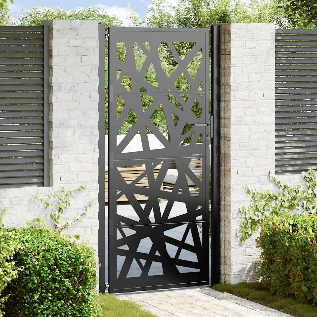 vidaXL Garden Gate Black 105x205 cm Steel Light Design