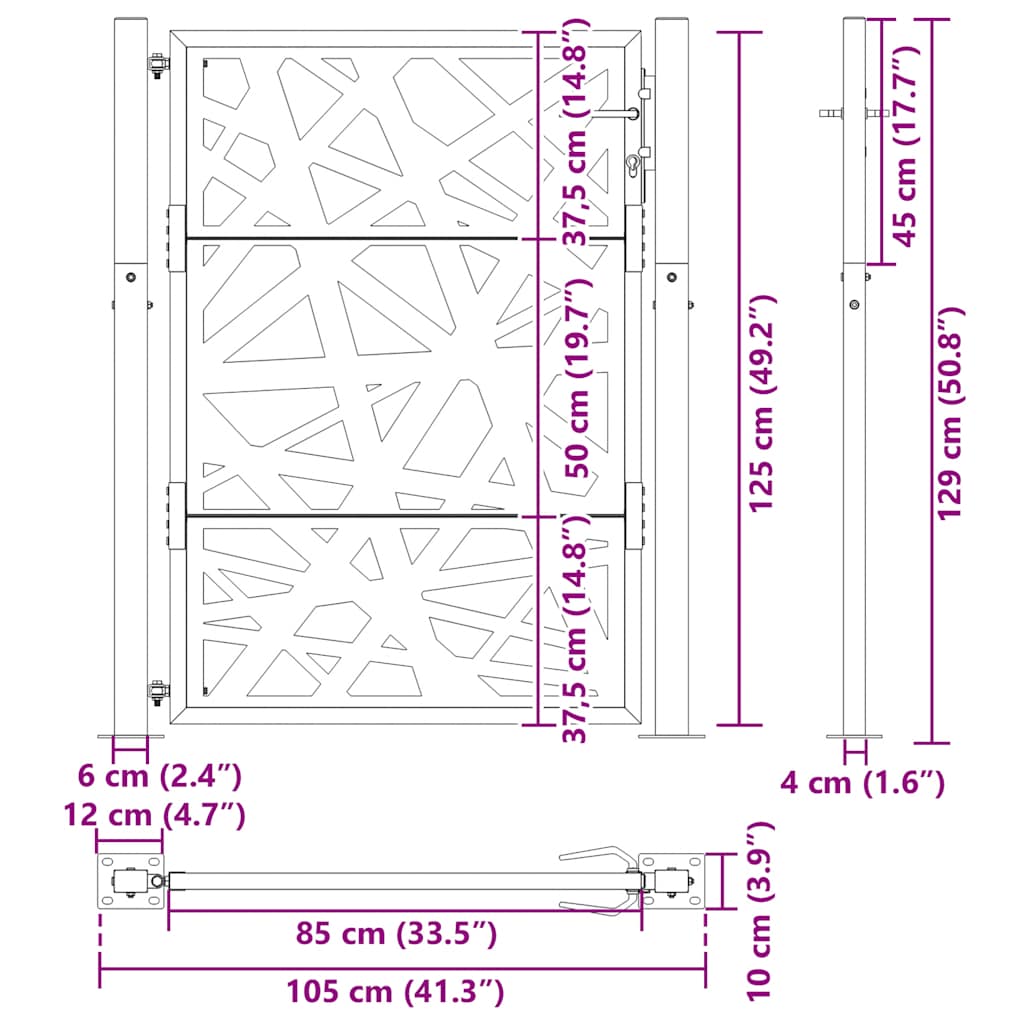 Garden Gate 100x125 cm Weathering Steel Light Design