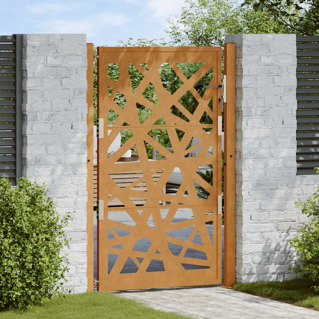 vidaXL Garden Gate 105x155 cm Weathering Steel Light Design