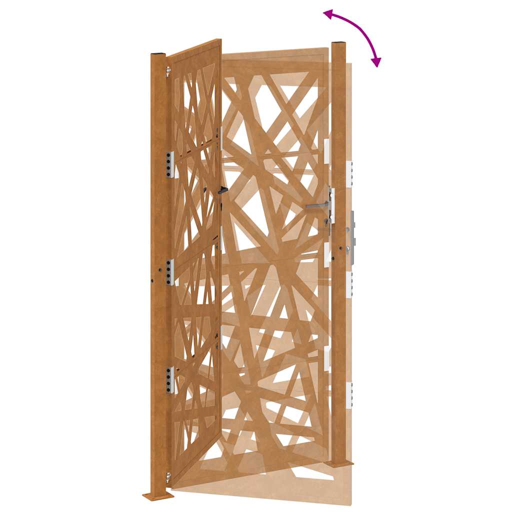 vidaXL Garden Gate 105x205 cm Weathering Steel Light Design