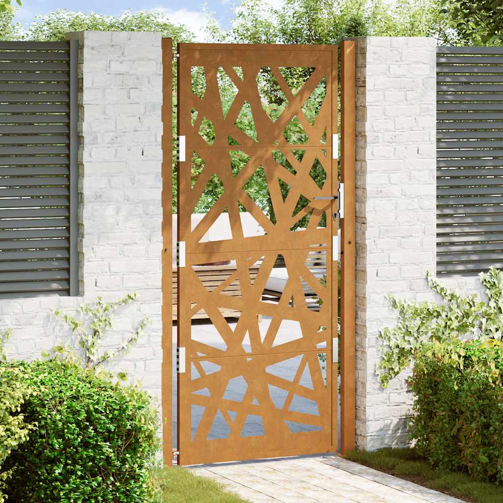 vidaXL Garden Gate 105x205 cm Weathering Steel Light Design