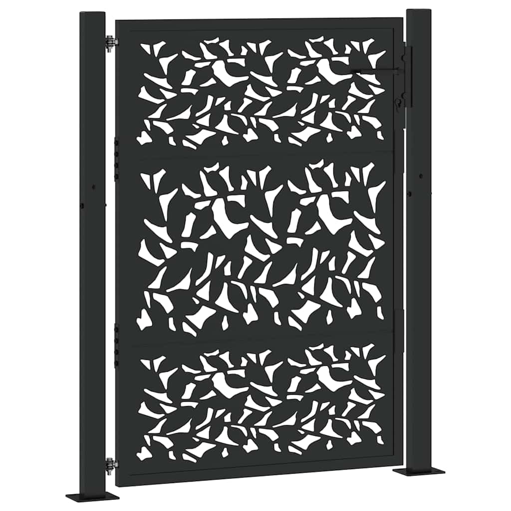 Garden Gate Black 100x125 cm Steel Leaf Design
