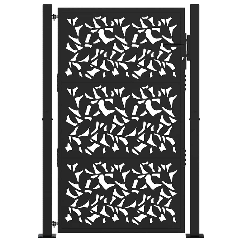 Garden Gate Black 100x150 cm Steel Leaf Design