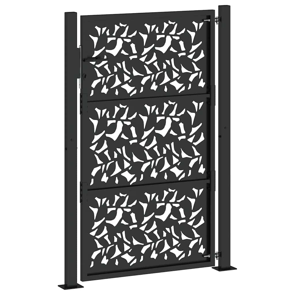 Garden Gate Black 100x150 cm Steel Leaf Design