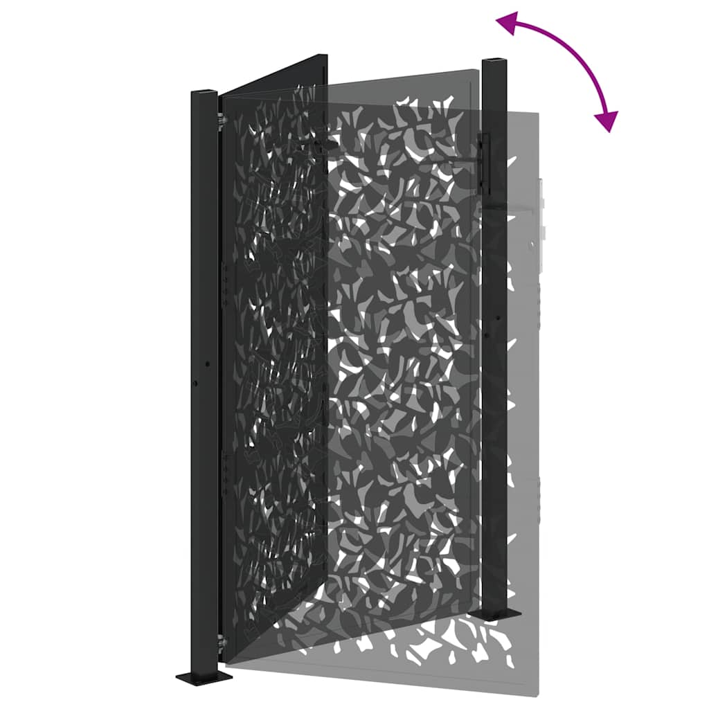 Garden Gate Black 100x150 cm Steel Leaf Design