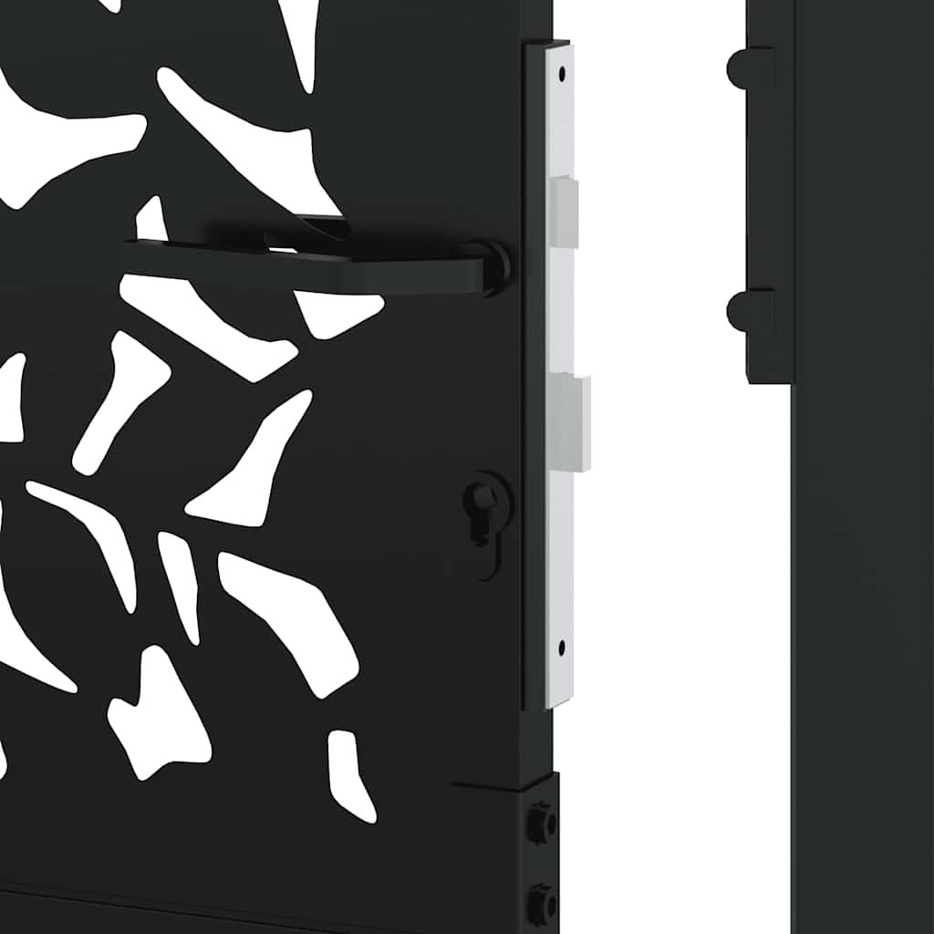 Garden Gate Black 100x150 cm Steel Leaf Design