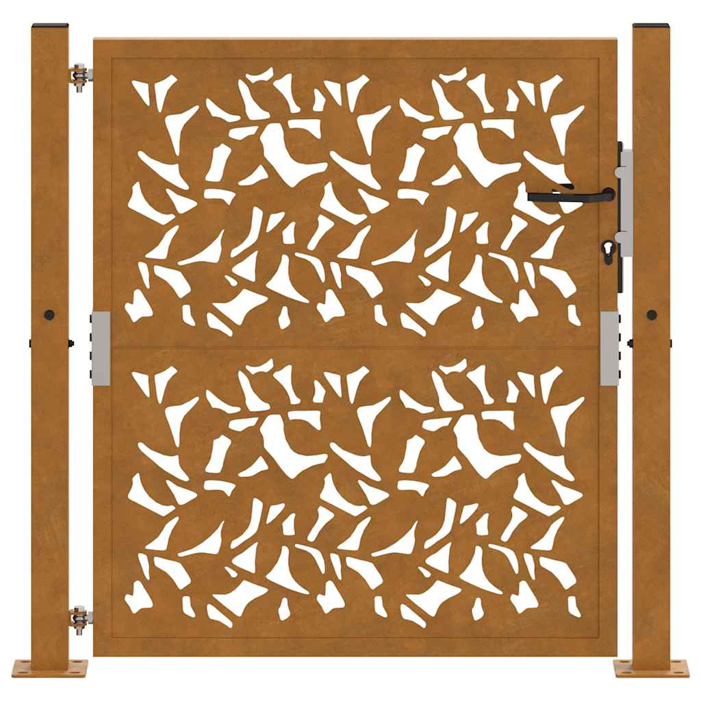 vidaXL Garden Gate 105x105 cm Weathering Steel Leaf Design