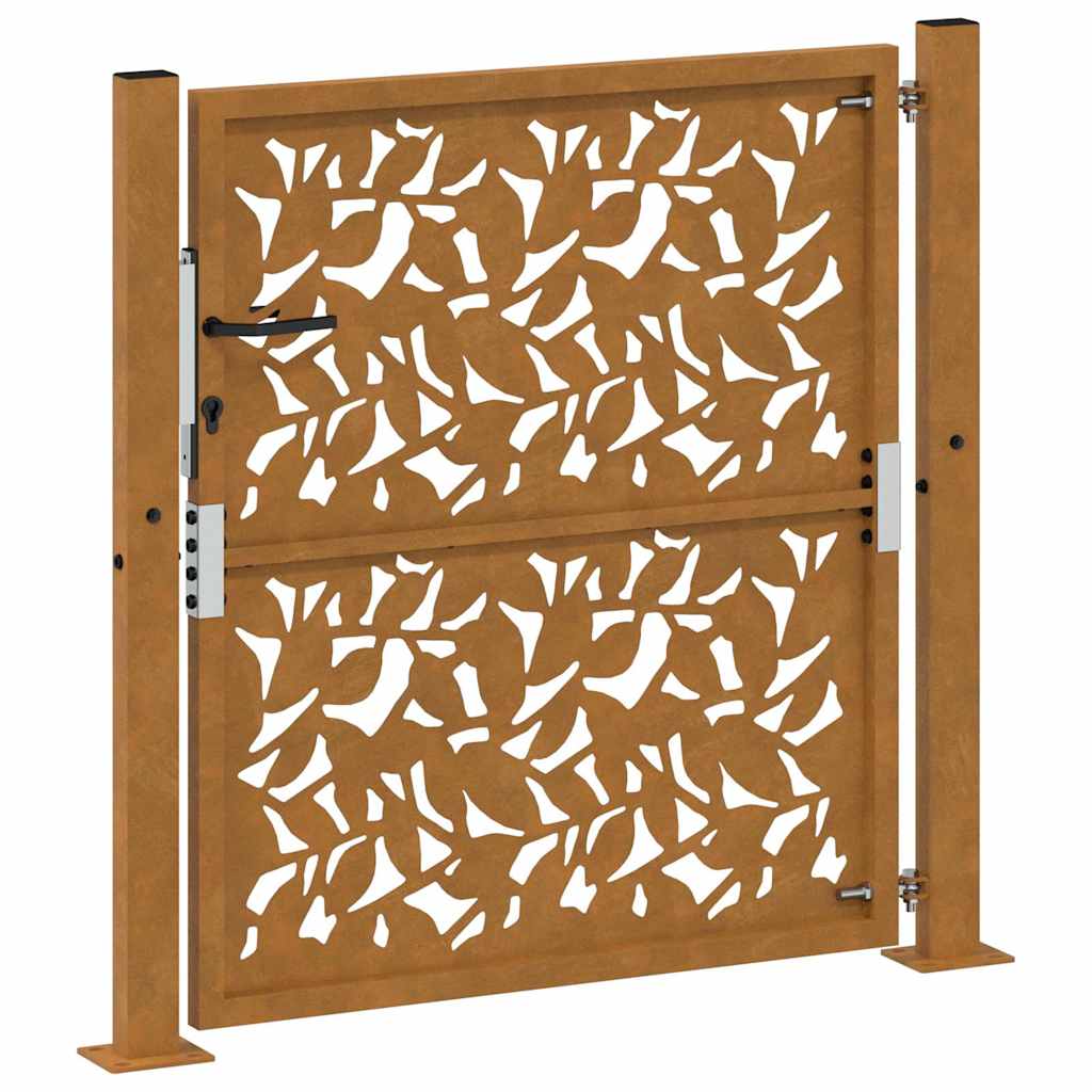 vidaXL Garden Gate 105x105 cm Weathering Steel Leaf Design