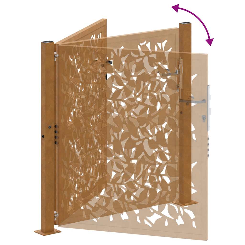 Garden Gate 100x100 cm Weathering Steel Leaf Design