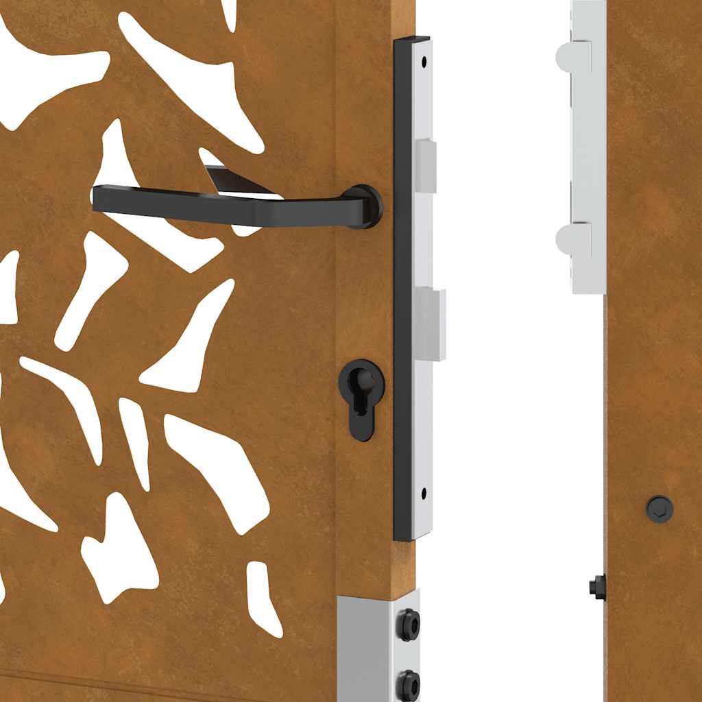 vidaXL Garden Gate 105x180 cm Weathering Steel Leaf Design