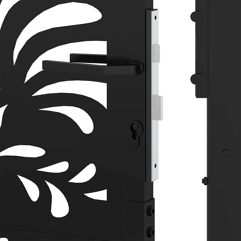 vidaXL Garden Gate Black 105x106 cm Steel Wave Design