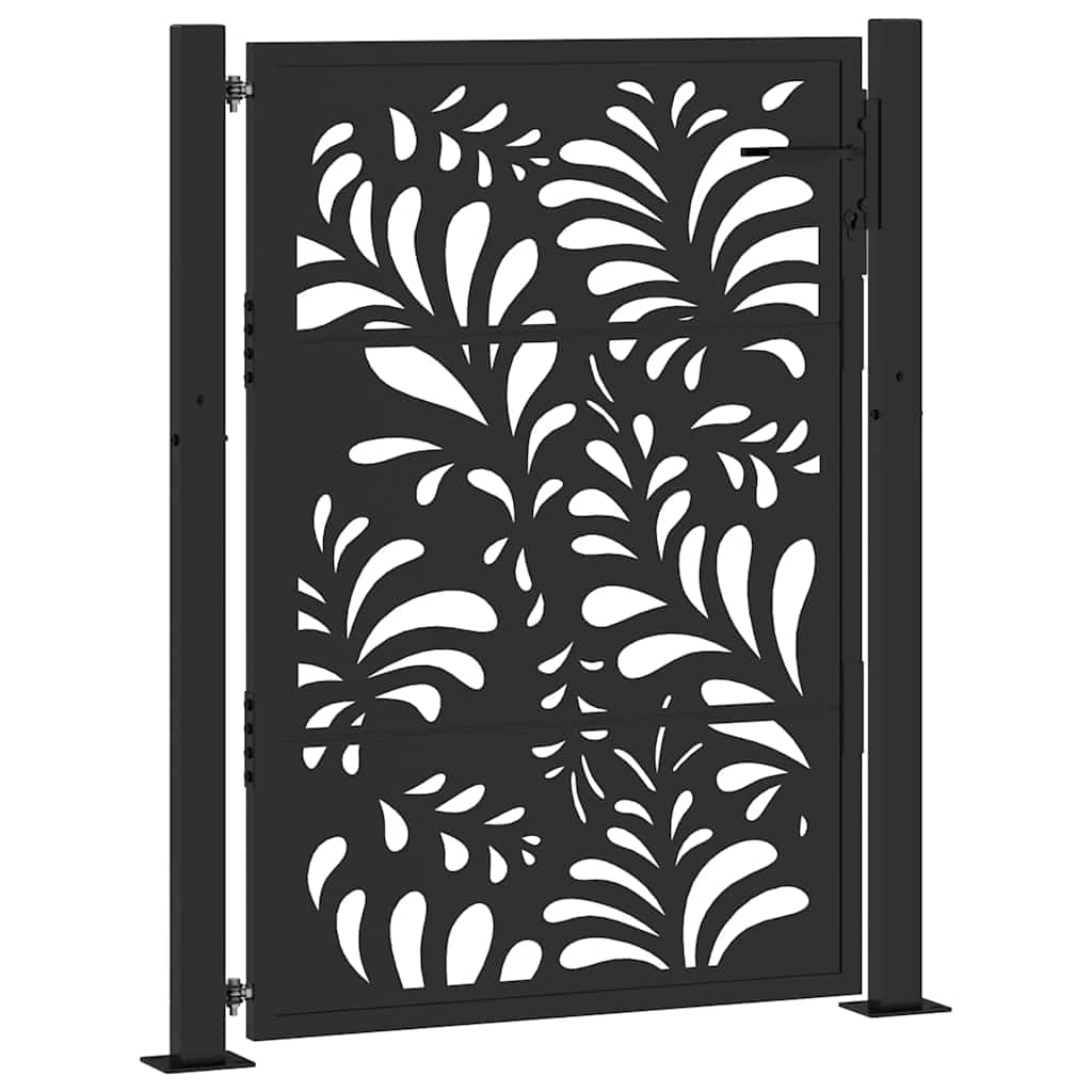 vidaXL Garden Gate Black 105x130 cm Steel Wave Design