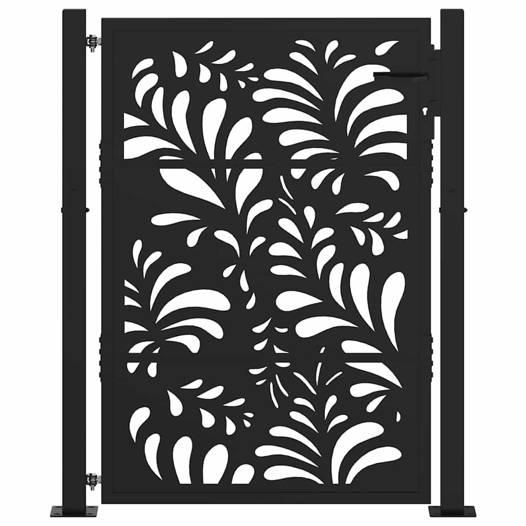 vidaXL Garden Gate Black 105x130 cm Steel Wave Design