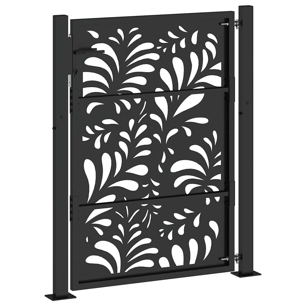 vidaXL Garden Gate Black 105x130 cm Steel Wave Design