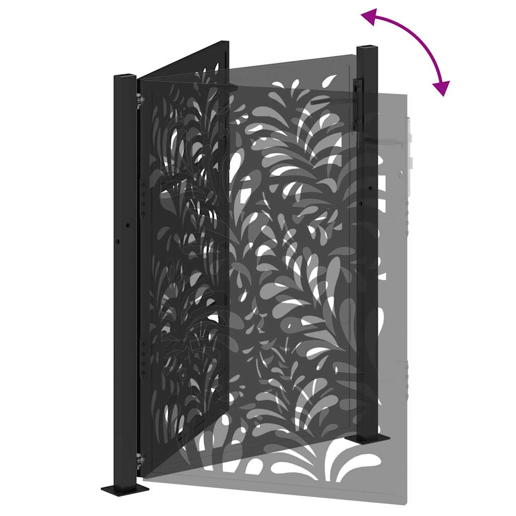 vidaXL Garden Gate Black 105x130 cm Steel Wave Design