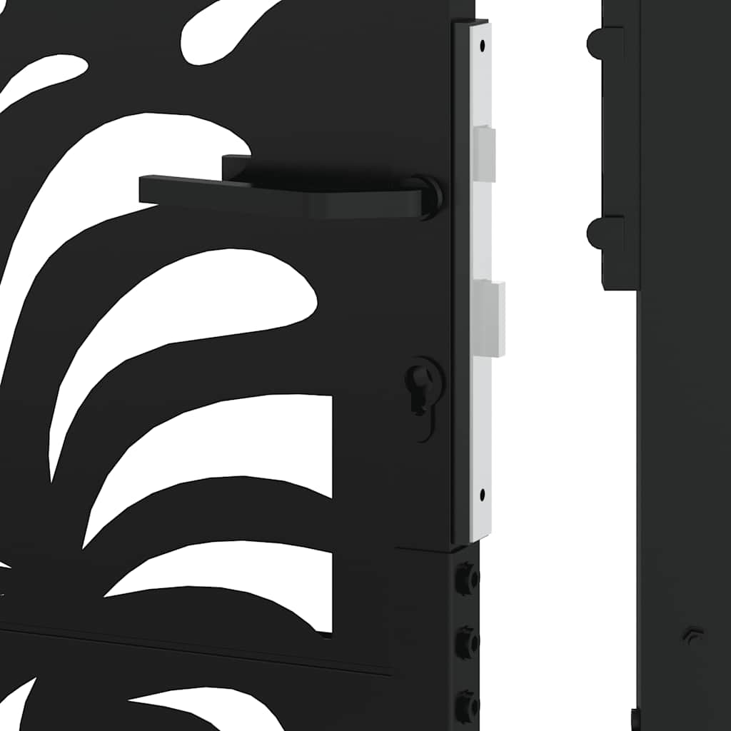 vidaXL Garden Gate Black 105x130 cm Steel Wave Design