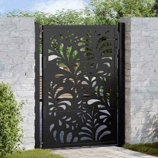 Garden Gate Black 100x125 cm Steel Wave Design