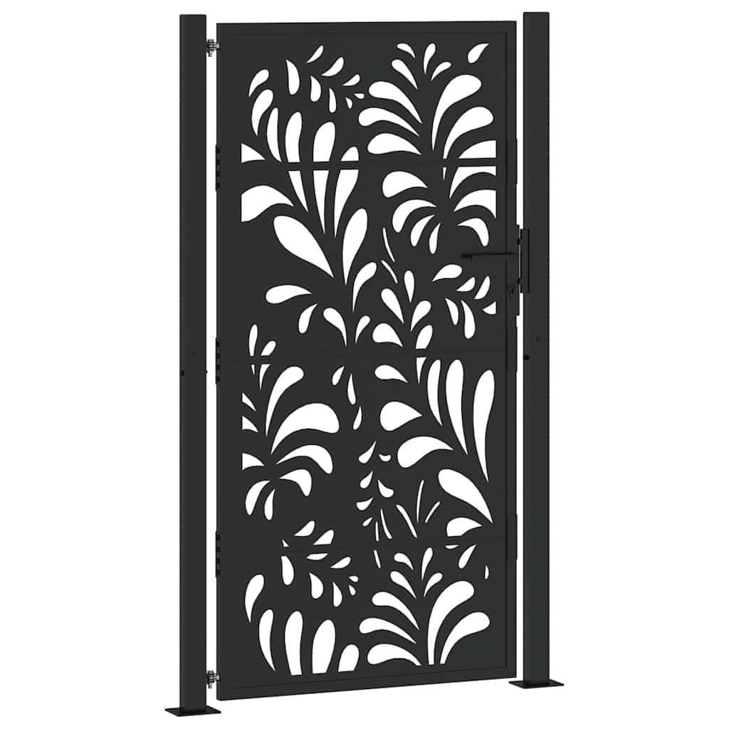 Garden Gate Black 100x175 cm Steel Wave Design