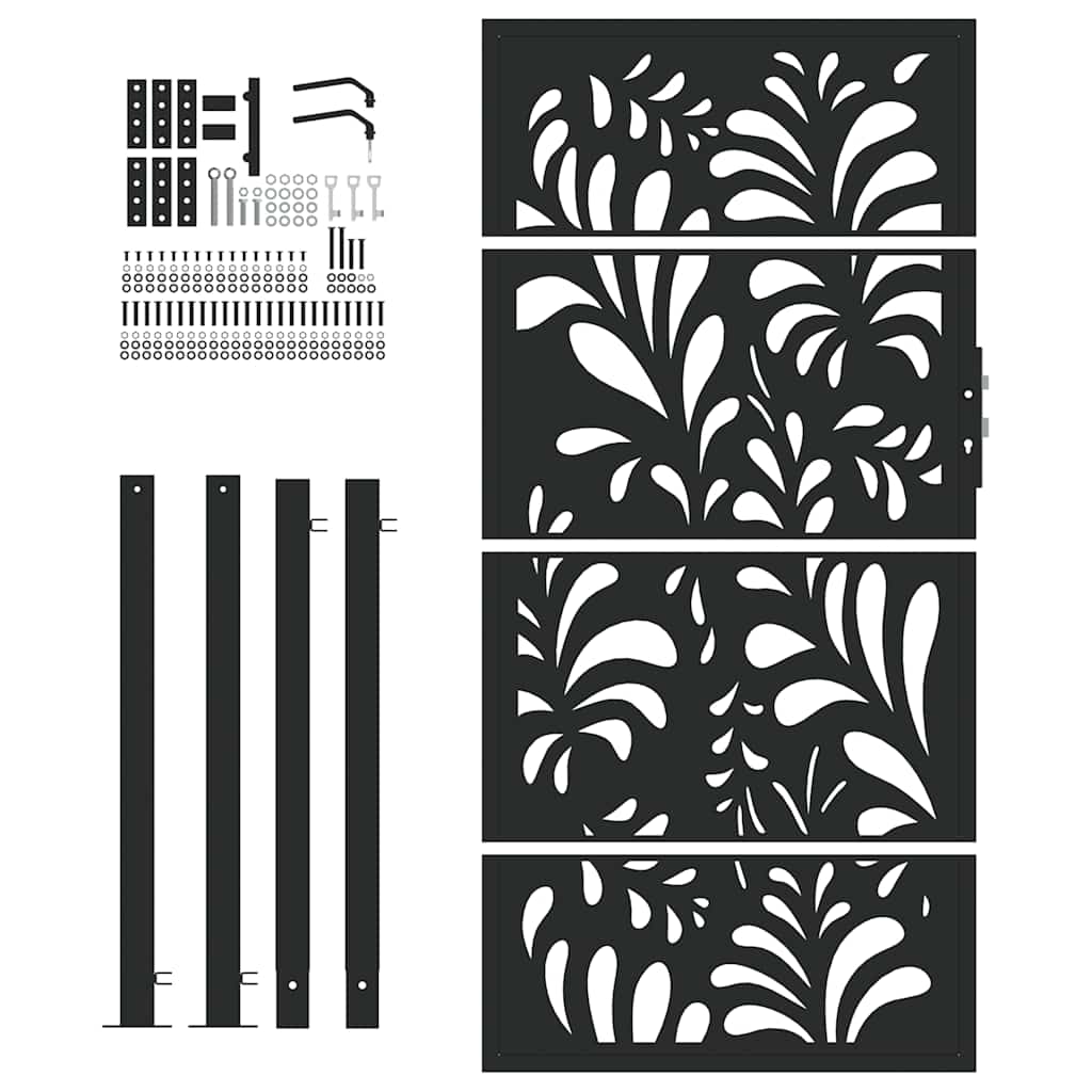 Garden Gate Black 100x175 cm Steel Wave Design