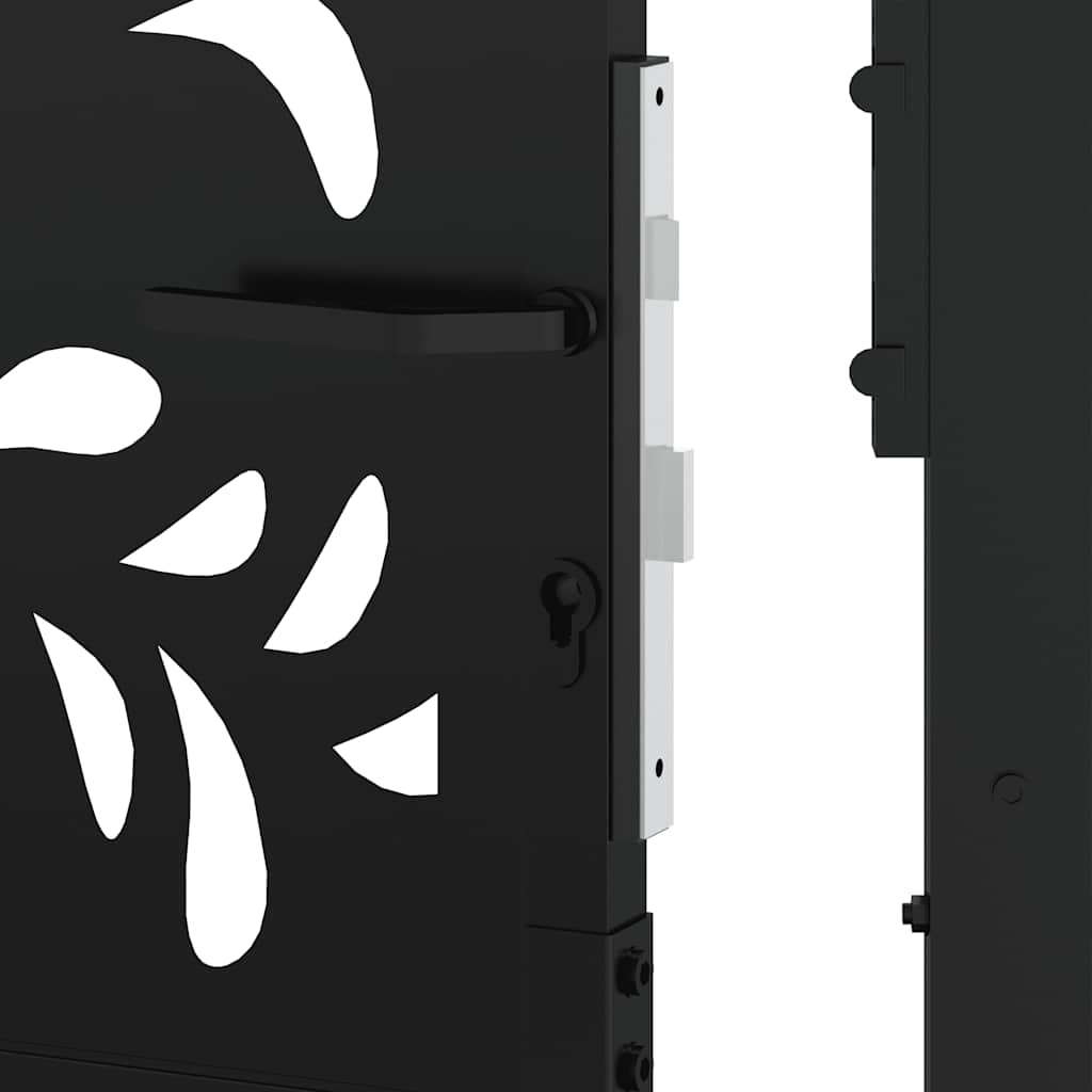 Garden Gate Black 100x175 cm Steel Wave Design