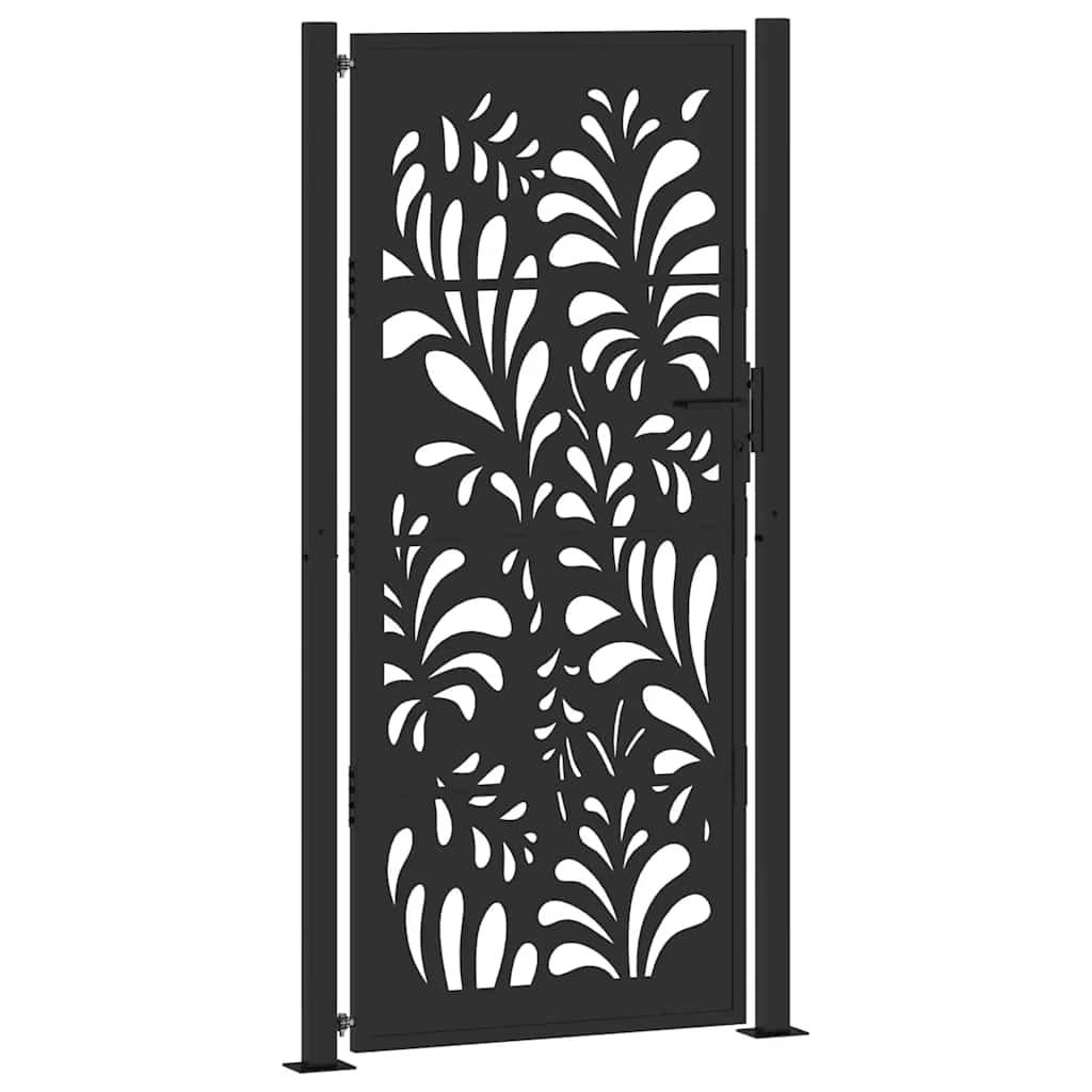 Garden Gate Black 100x200 cm Steel Wave Design