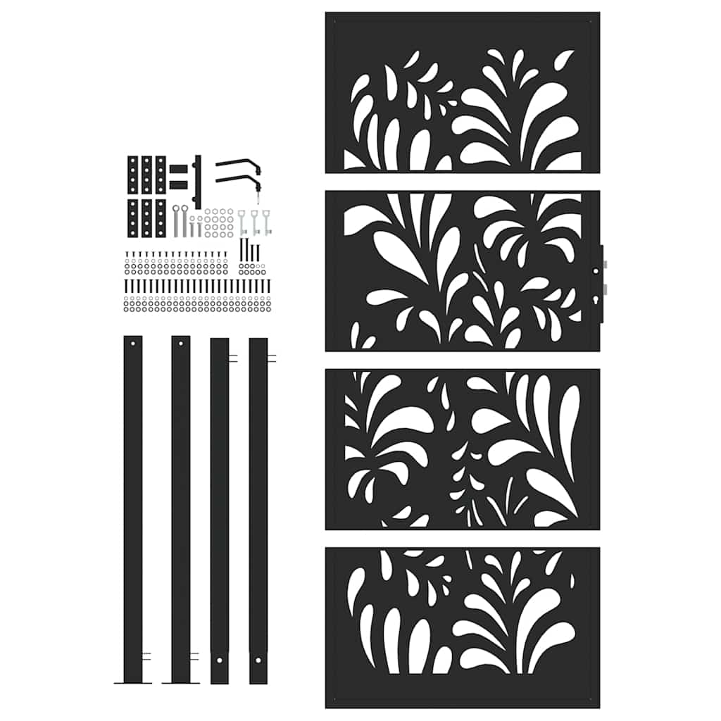 Garden Gate Black 100x200 cm Steel Wave Design