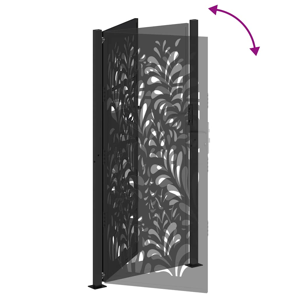 Garden Gate Black 100x200 cm Steel Wave Design