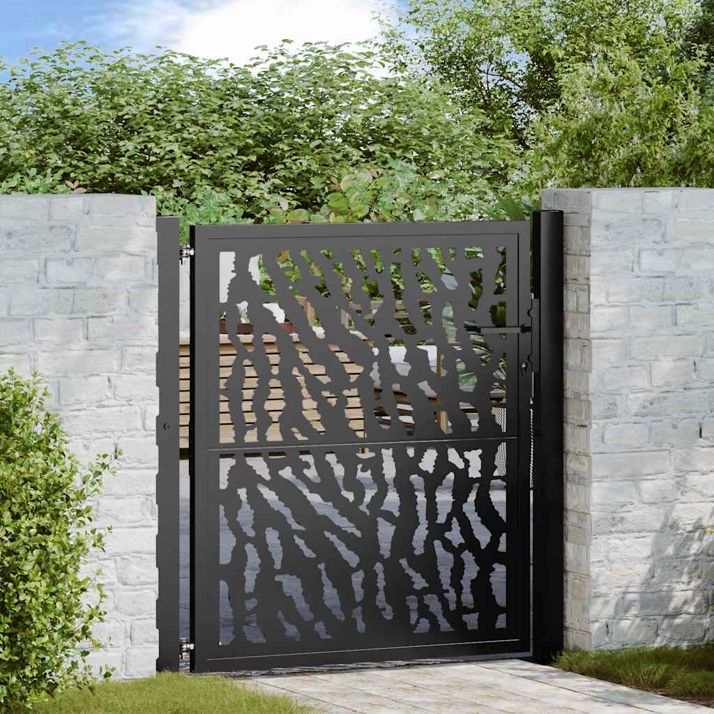 Garden Gate Black 100x100 cm Steel Trace Design