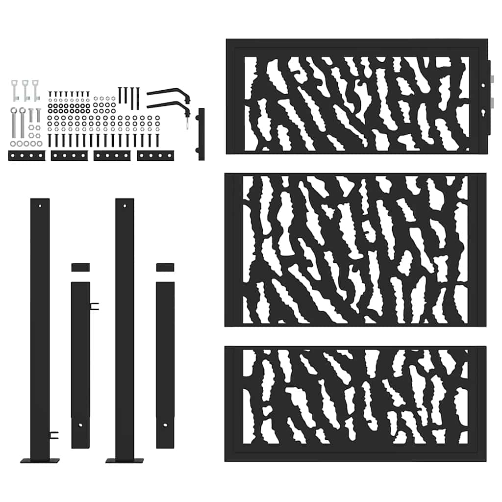 vidaXL Garden Gate Black 105x130 cm Steel Trace Design