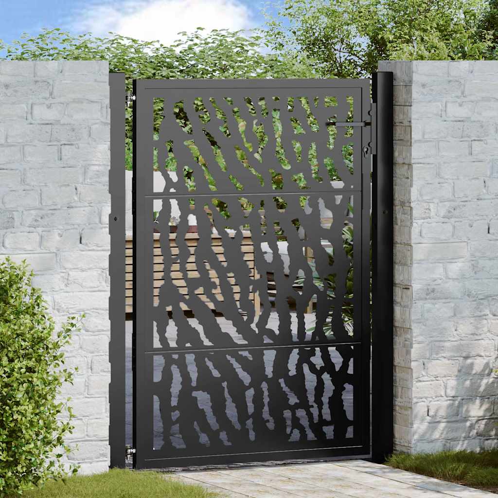 Garden Gate Black 100x125 cm Steel Trace Design
