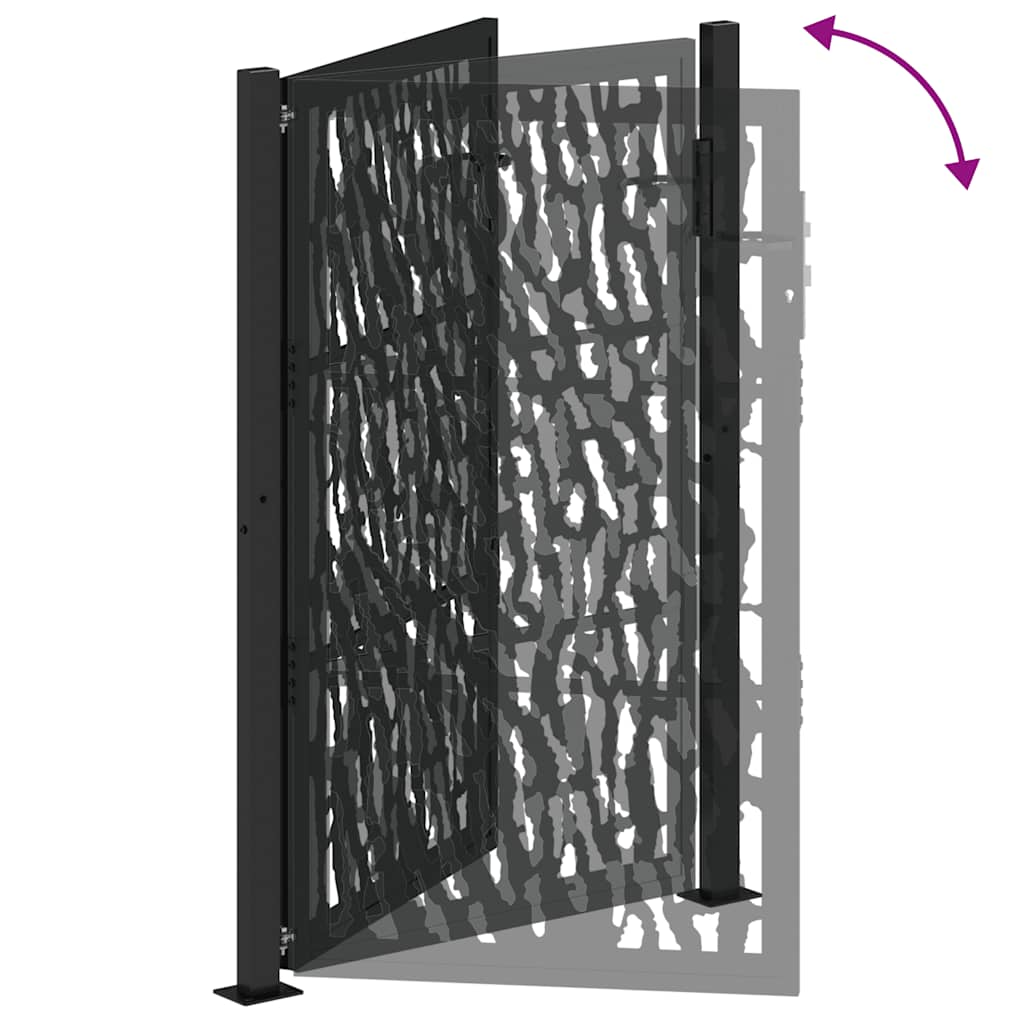 vidaXL Garden Gate Black 105x155 cm Steel Trace Design