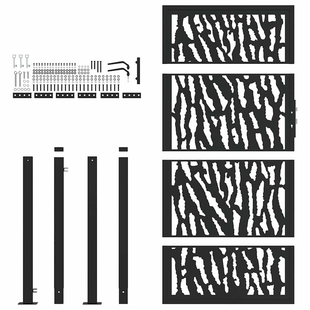 Garden Gate Black 100x175 cm Steel Trace Design