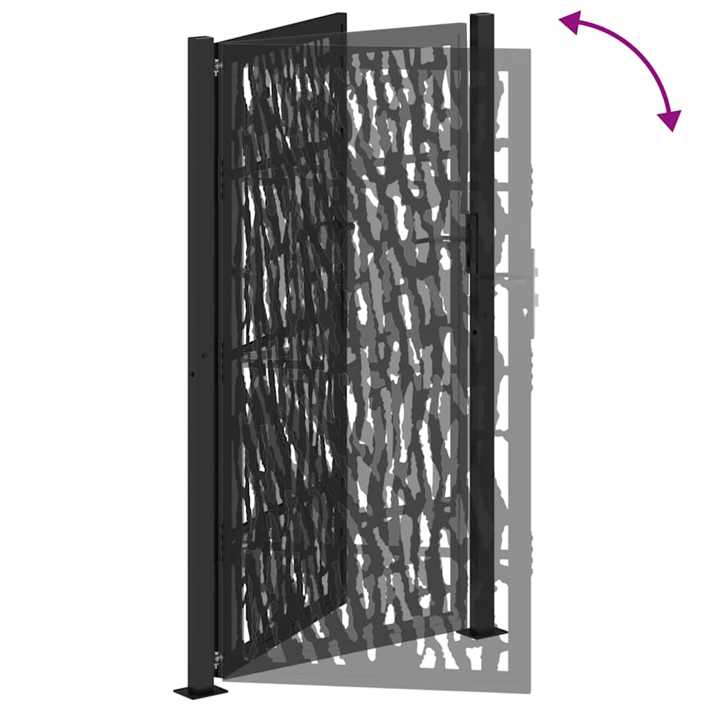 vidaXL Garden Gate Black 105x180 cm Steel Trace Design