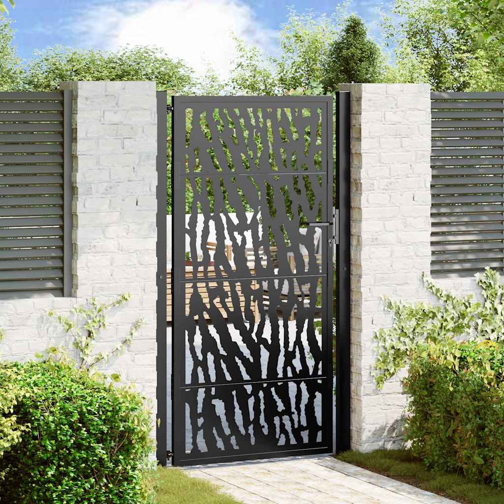 Garden Gate Black 100x175 cm Steel Trace Design