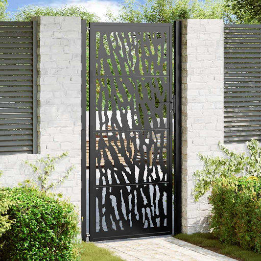 vidaXL Garden Gate Black 105x205 cm Steel Trace Design