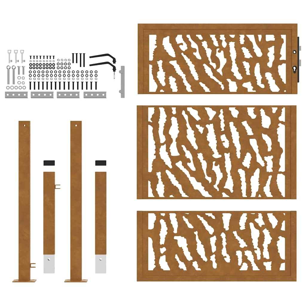 vidaXL Garden Gate 105x130 cm Weathering Steel Trace Design