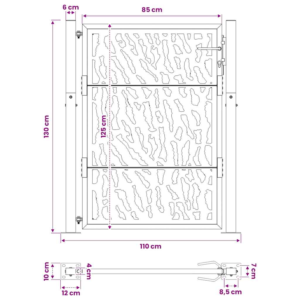 Garden Gate 100x125 cm Weathering Steel Trace Design