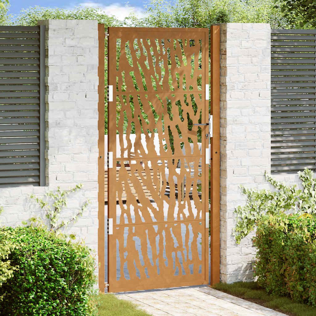 vidaXL Garden Gate 105x205 cm Weathering Steel Trace Design