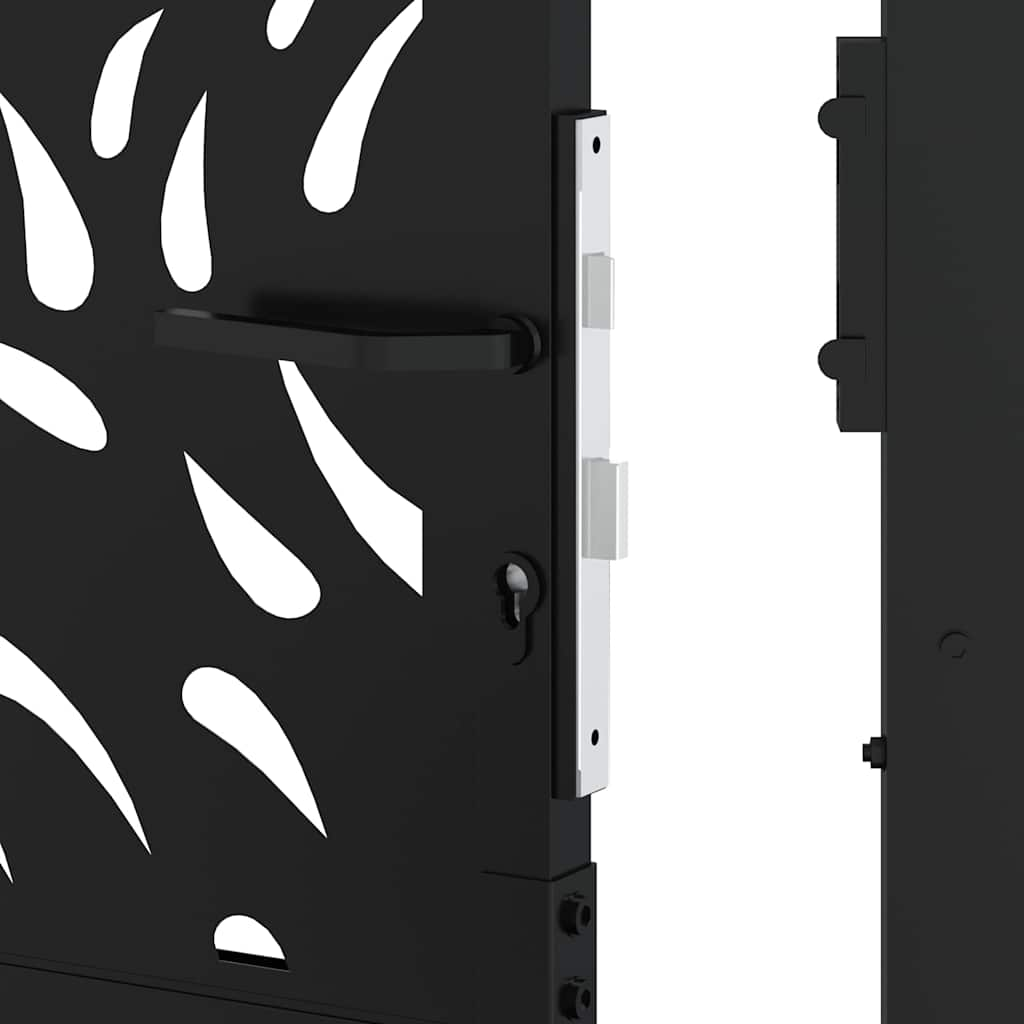 vidaXL Garden Gate Black 105x106 cm Steel Flame Design