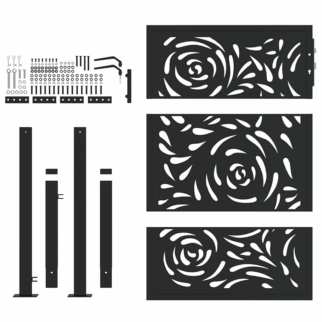 Garden Gate Black 100x125 cm Steel Flame Design