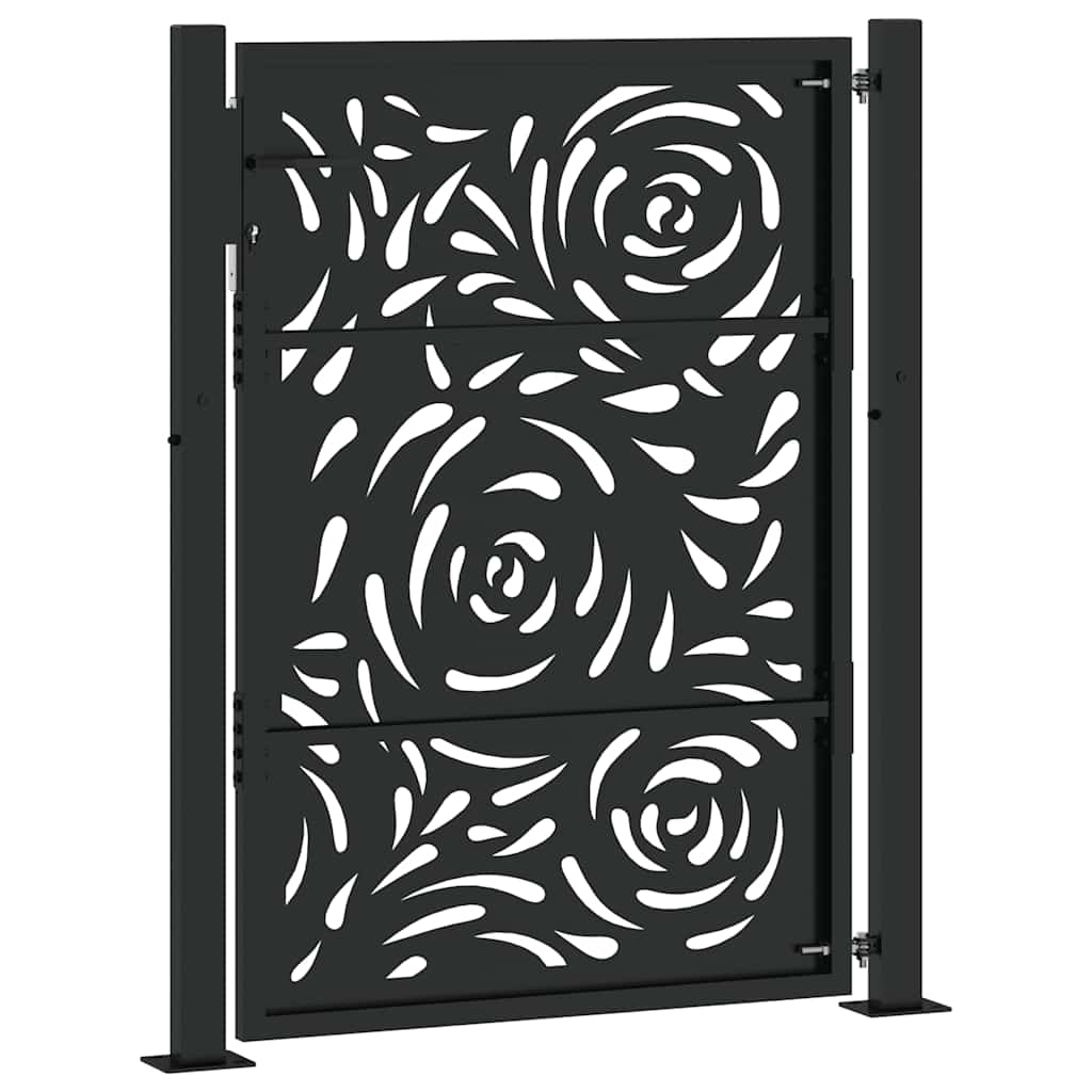 vidaXL Garden Gate Black 105x130 cm Steel Flame Design