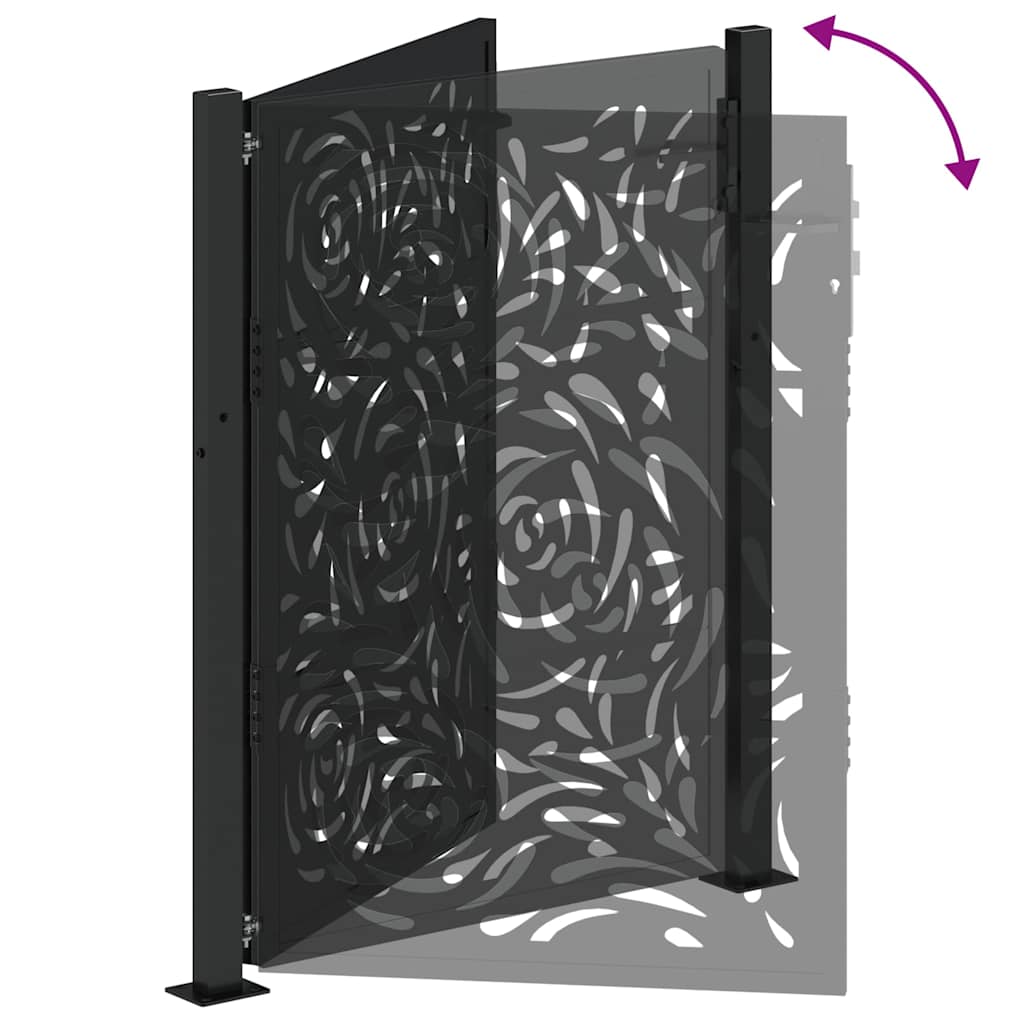 Garden Gate Black 100x125 cm Steel Flame Design