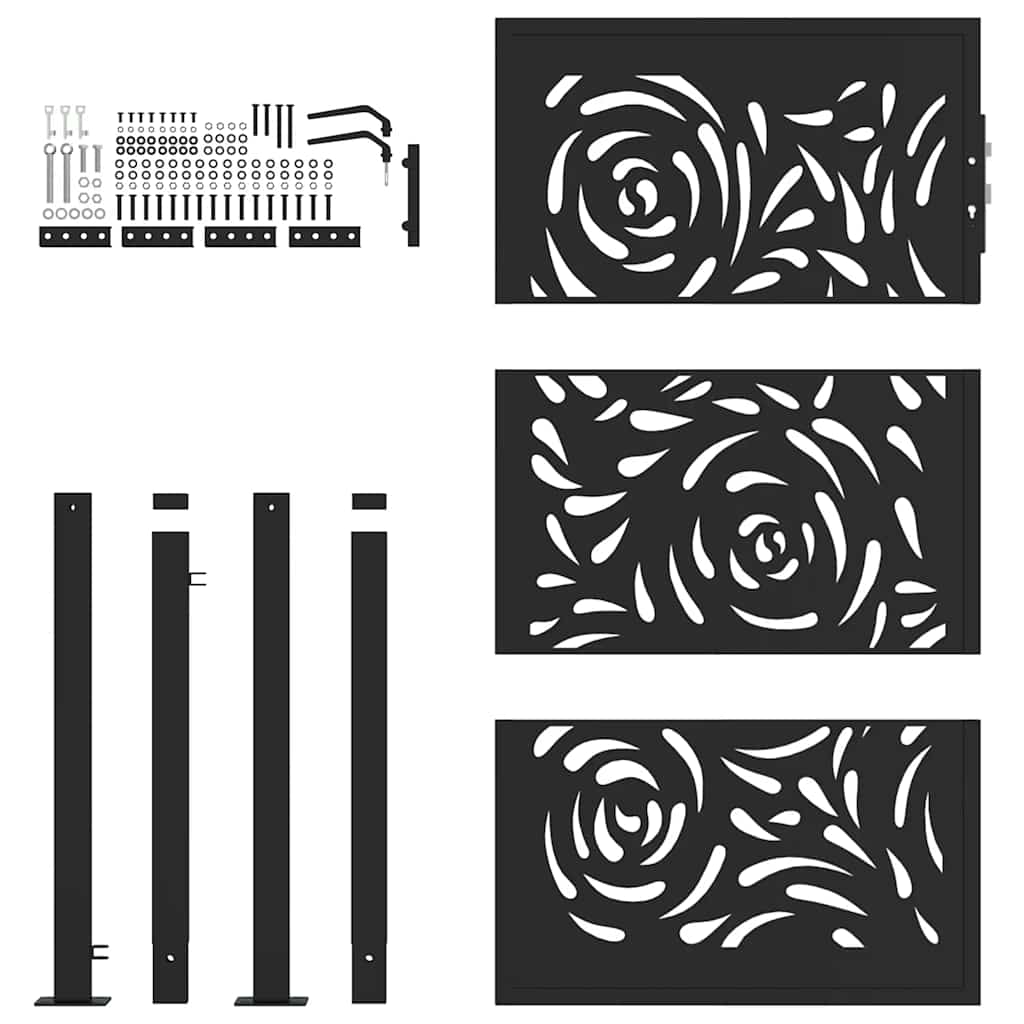 Garden Gate Black 100x150 cm Steel Flame Design