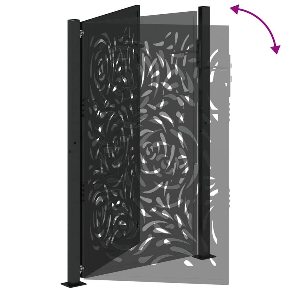 vidaXL Garden Gate Black 105x155 cm Steel Flame Design