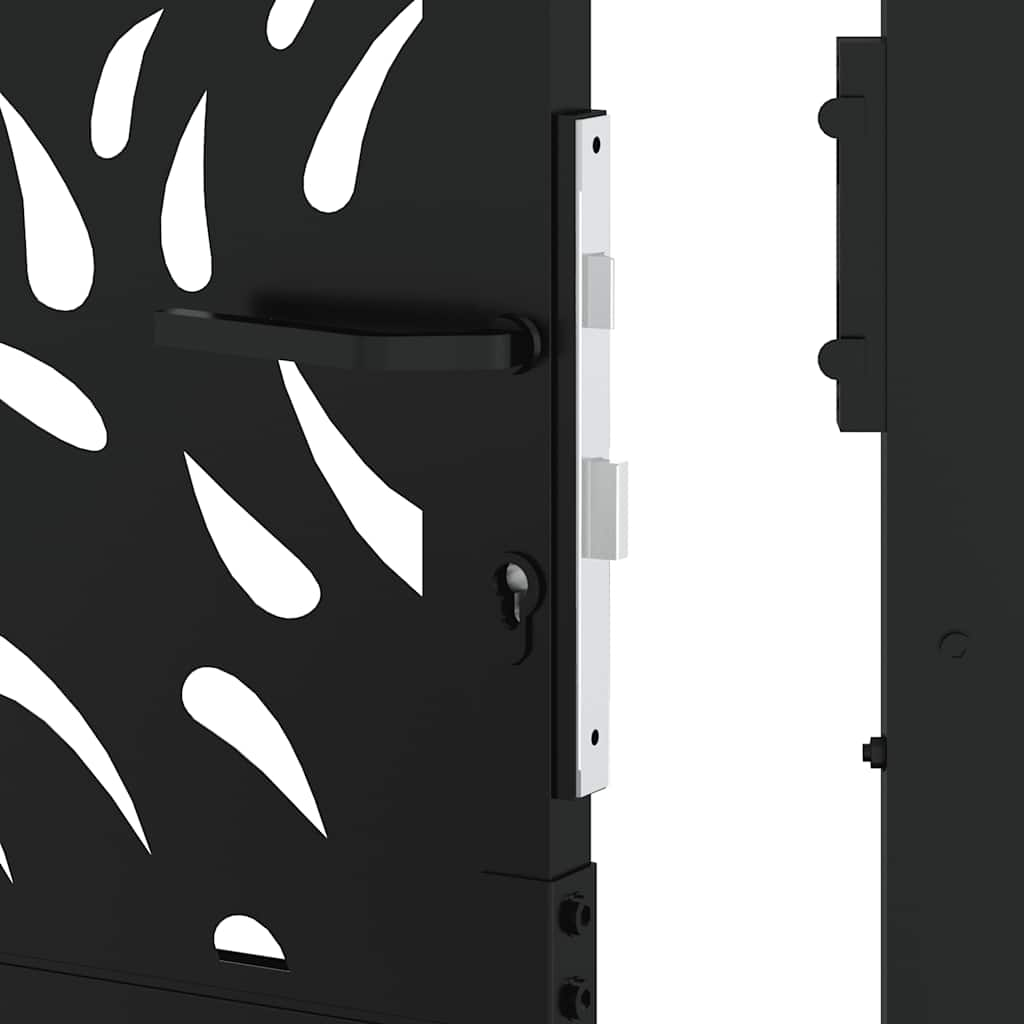 vidaXL Garden Gate Black 105x155 cm Steel Flame Design