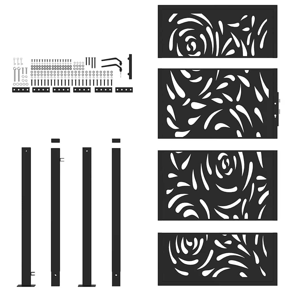 Garden Gate Black 100x175 cm Steel Flame Design