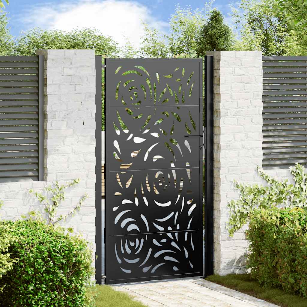 Garden Gate Black 100x175 cm Steel Flame Design