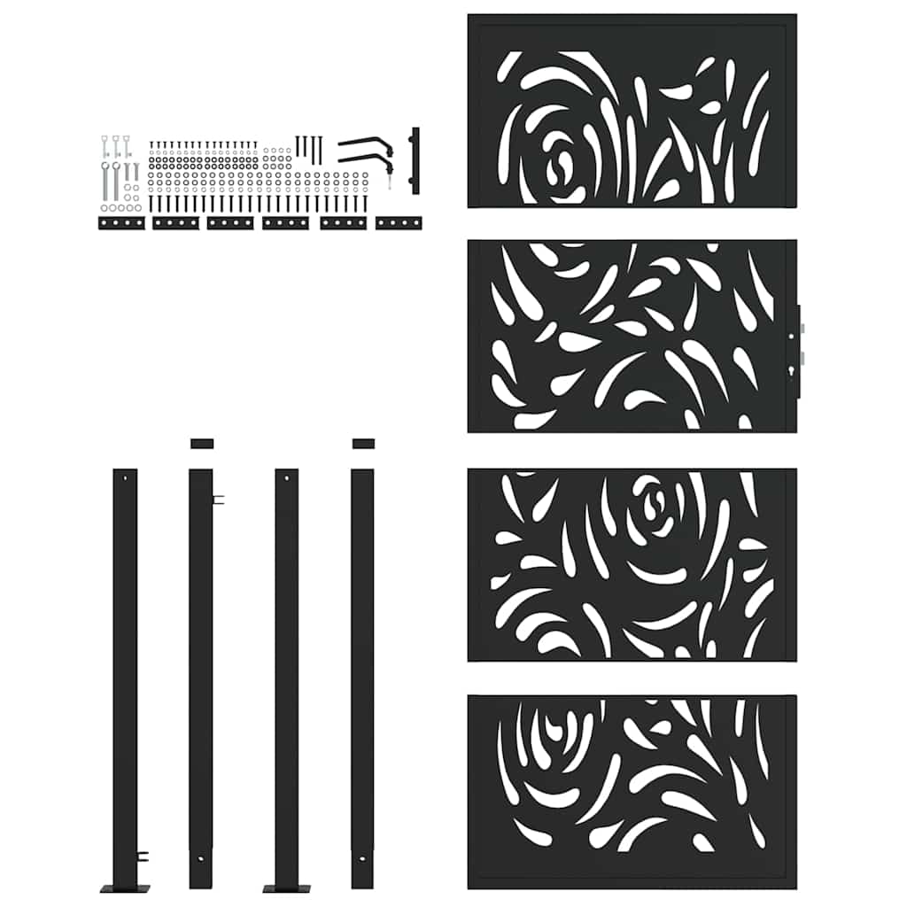 Garden Gate Black 100x200 cm Steel Flame Design