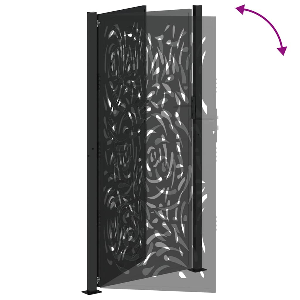 vidaXL Garden Gate Black 105x205 cm Steel Flame Design